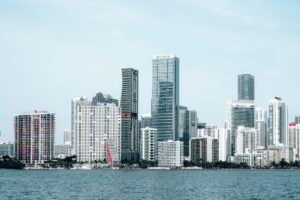 A view of the city skyline from across the water.